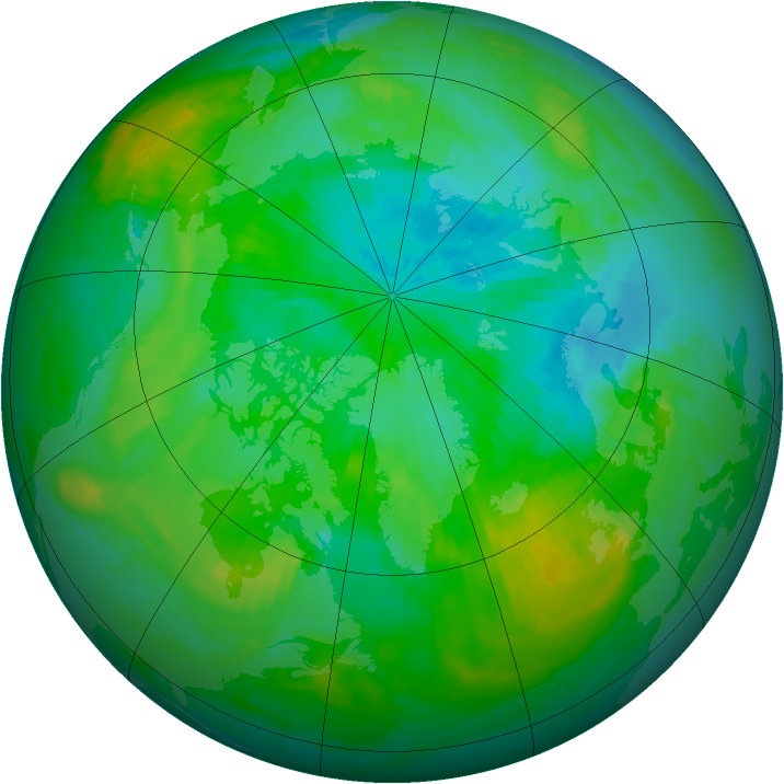 Arctic ozone map for 11 August 1985